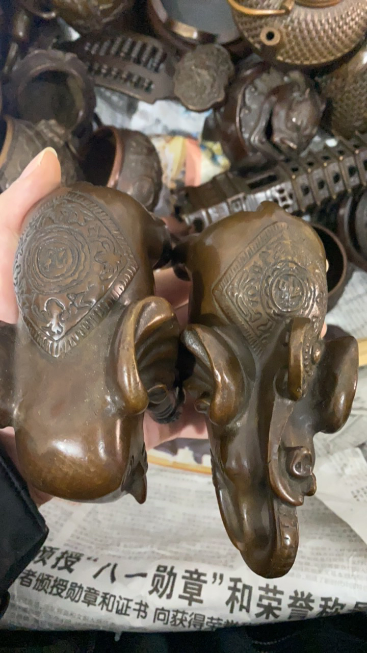 林北铜器摆件专属链接大象一对