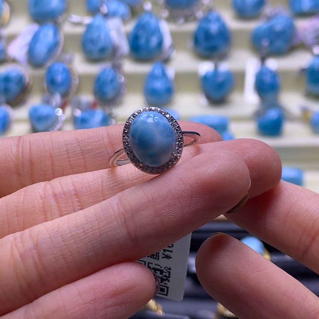 针钠钙石（海纹石）未镶嵌戒指蛋面戒指色差略异