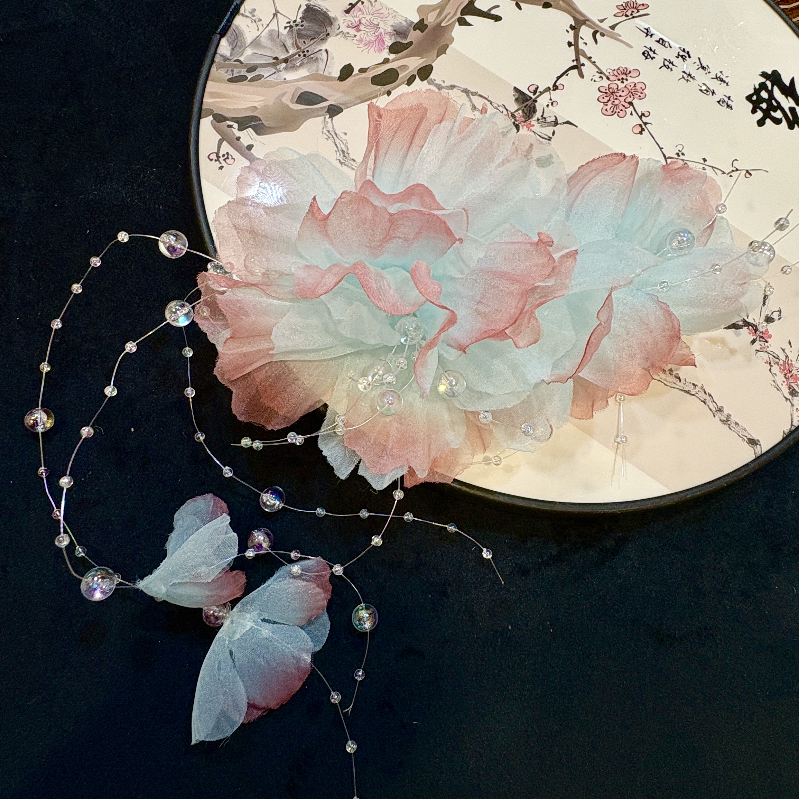 【云鬓花颜阁烫花发夹】染霞对夹新中式汉服饰品烫花古风发饰B198