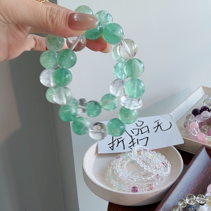 未镶嵌手串水晶羽毛绿萤石14m 参与活动