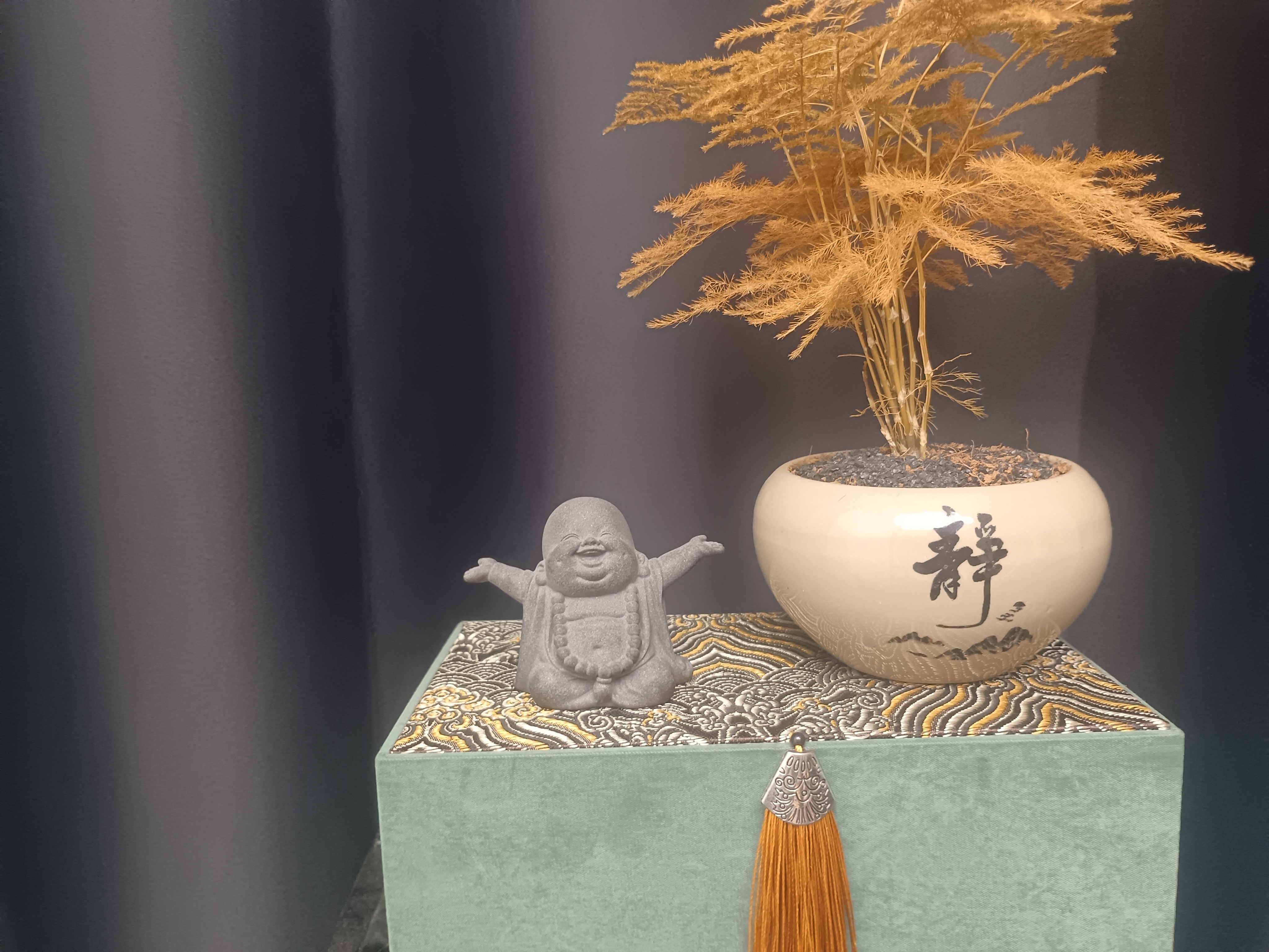 铁矿石吉祥小弥勒(高6宽8厚3）造型茶宠鱼缸桌面小物件装饰摆件