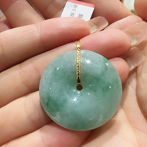 翡翠18K金镶嵌吊坠(不含链)