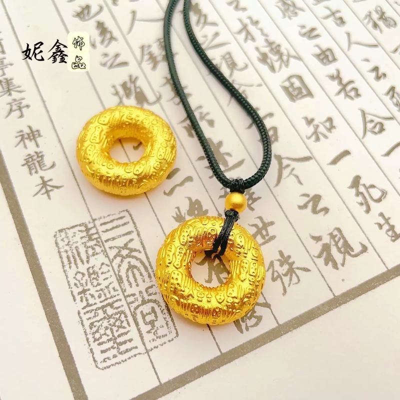 新中式古法百福平安扣吊坠 男女款编织绳百福吊坠
