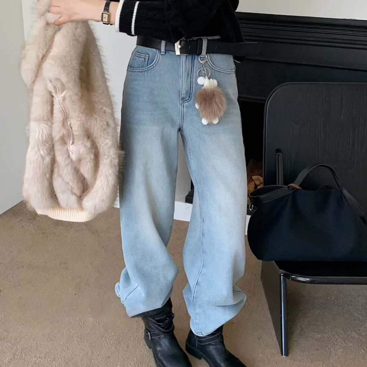 深圳南油（复合绒加厚）直筒牛仔裤68696