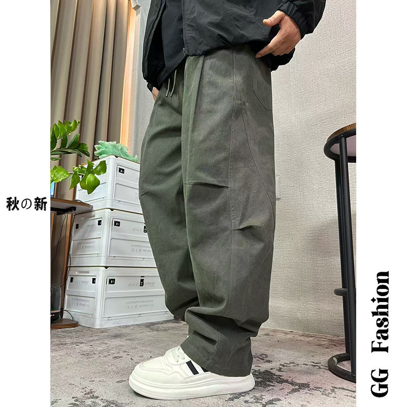 【cityboy】秋冬加绒纯棉弯刀工装裤水洗百搭松紧腰直筒休闲裤大码