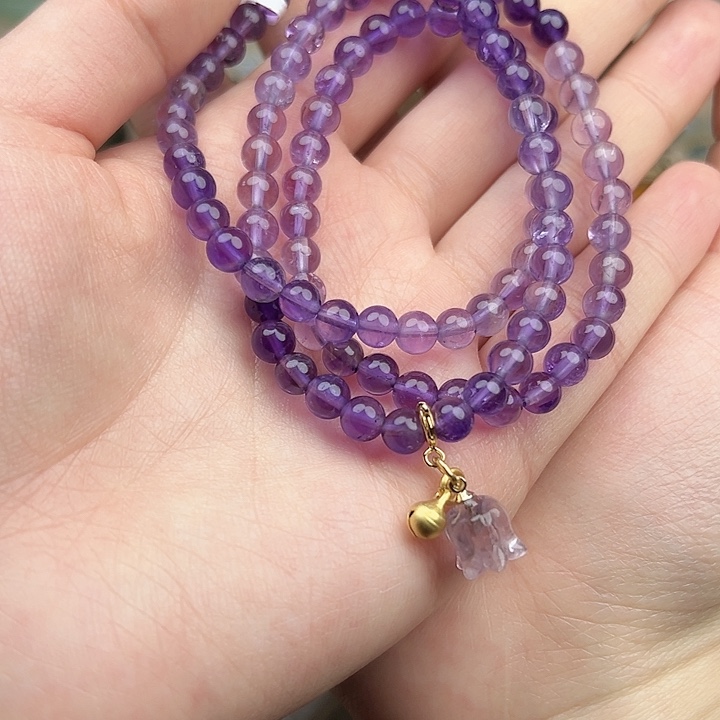 紫晶68未镶嵌多圈链子。k k