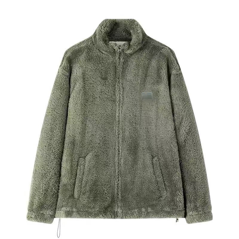 MF06港风复古冬季保暖珊瑚绒立领棉衣设计感贴标百搭外套