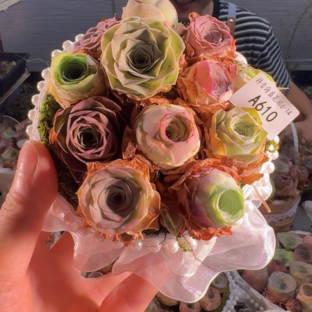A610 苔藓花篮玫瑰组合