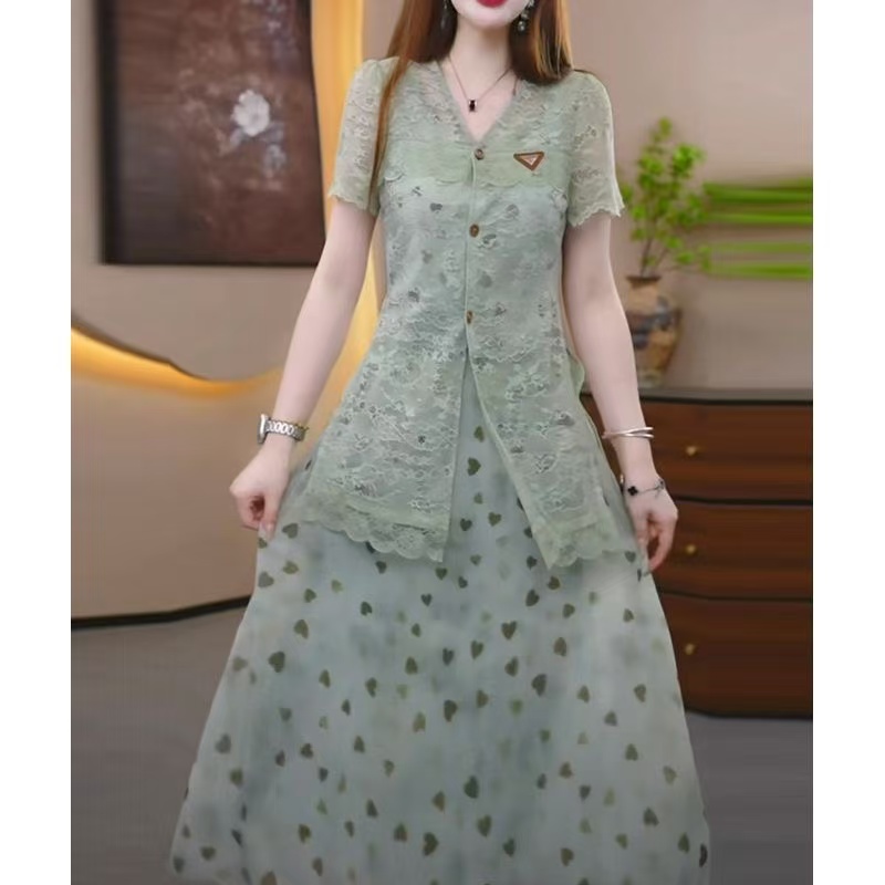时尚套装连衣裙女新款夏季高档精致洋气减龄百搭两件套裙子5357#