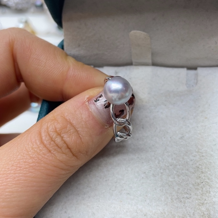 海水珍珠戒指银S925镶嵌