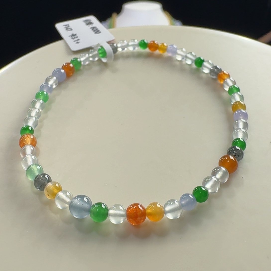 未镶嵌手链翡翠精品！彩虹糖多宝单圈