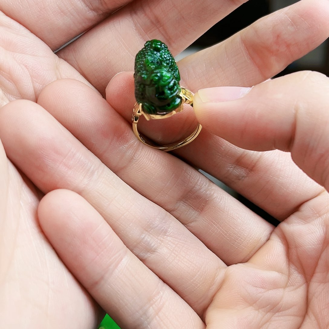 翡翠戒指银S925镶嵌米*戒指