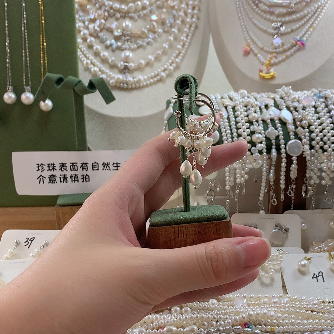 淡水珍珠耳饰合金