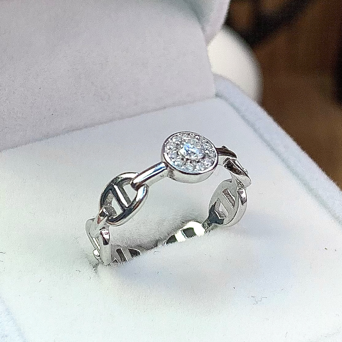 pt950铂金戒指莫桑钻猪鼻戒指情侣戒指对戒铂金首饰深圳水贝女款