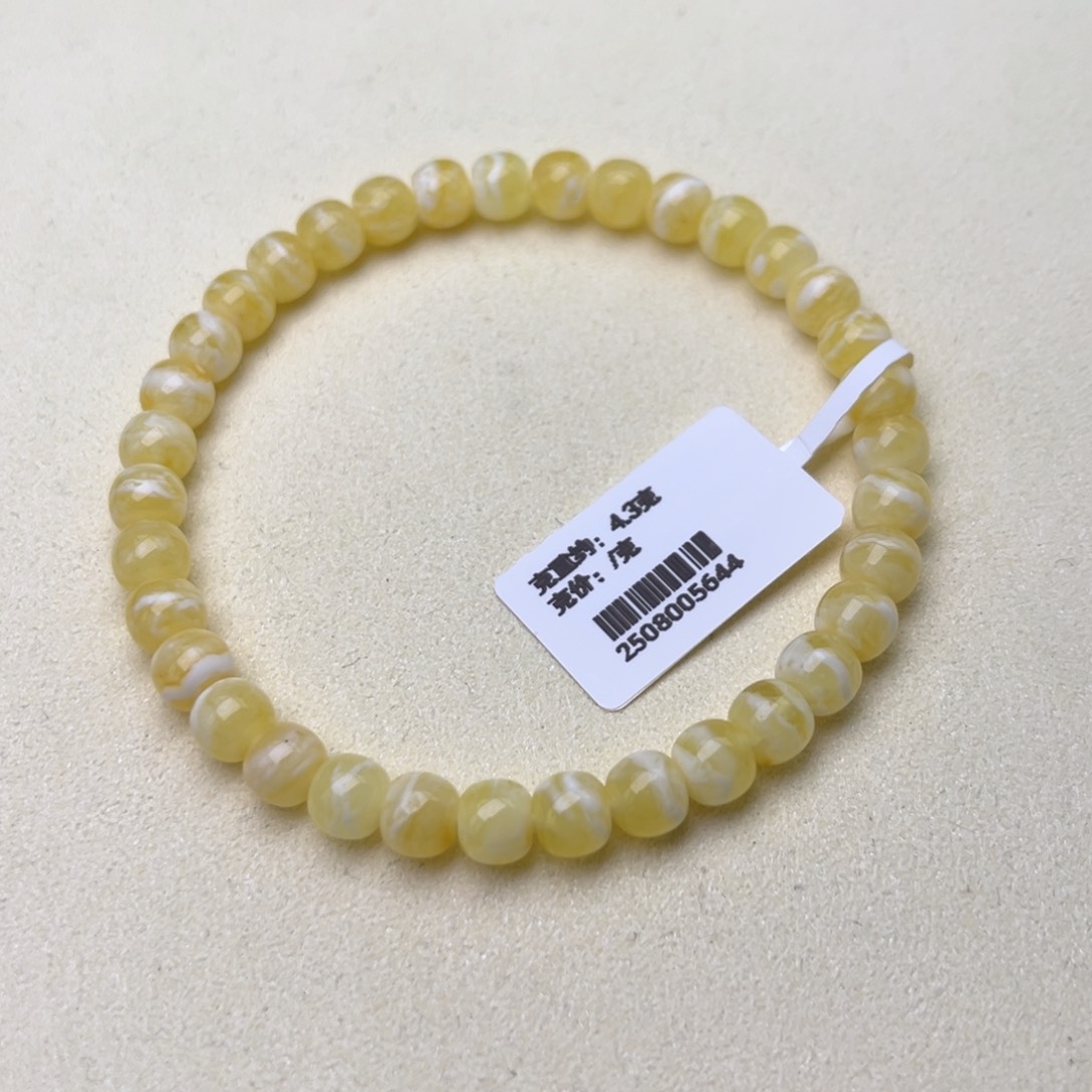 未镶嵌蜜蜡手链6精工老型瓷白花蜡虎皮纹