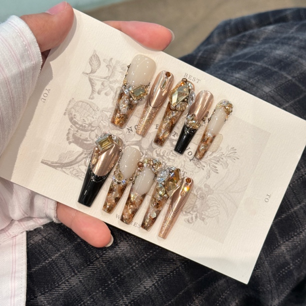 【重工款】Yeeqi | 醋酸琥珀 施华洛晕染设计款 手工穿戴甲定制