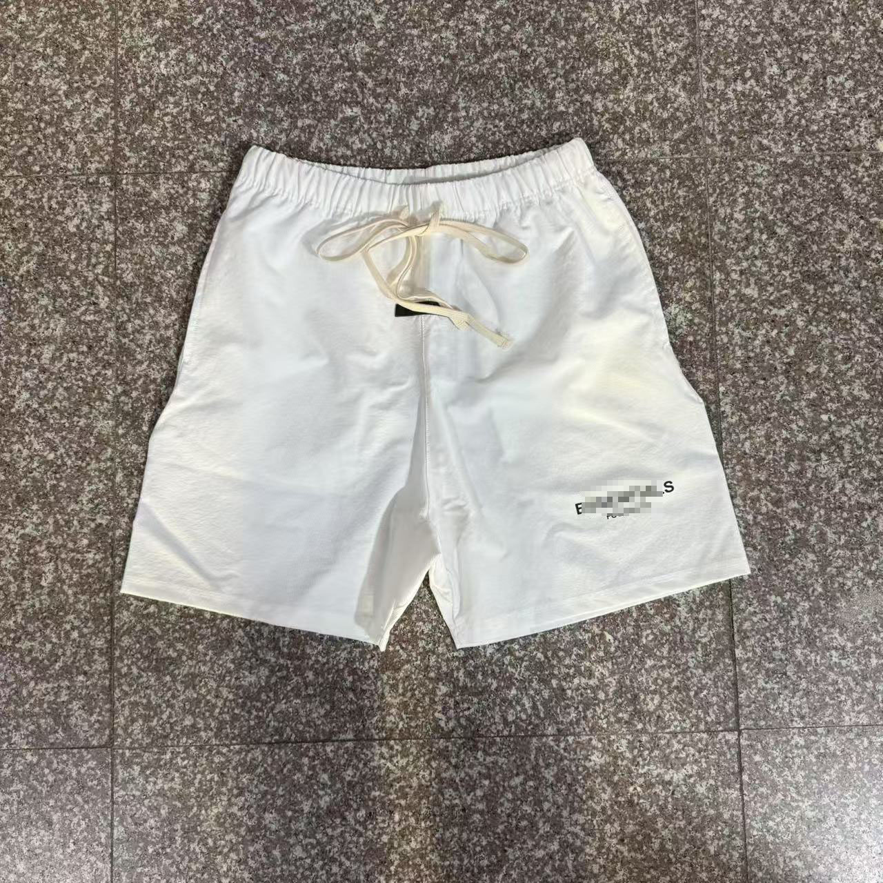 白色美式高街潮款复线松紧腰抽绳男士休闲宽松五分短裤8268