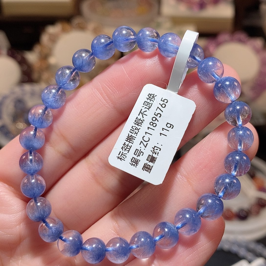 水晶手链未镶嵌F蓝发晶6.6