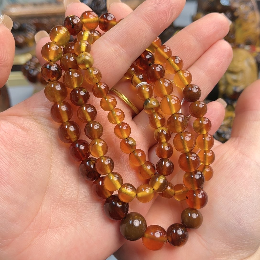 琥珀手链未镶嵌缅甸琥珀血珀项链7-12m
