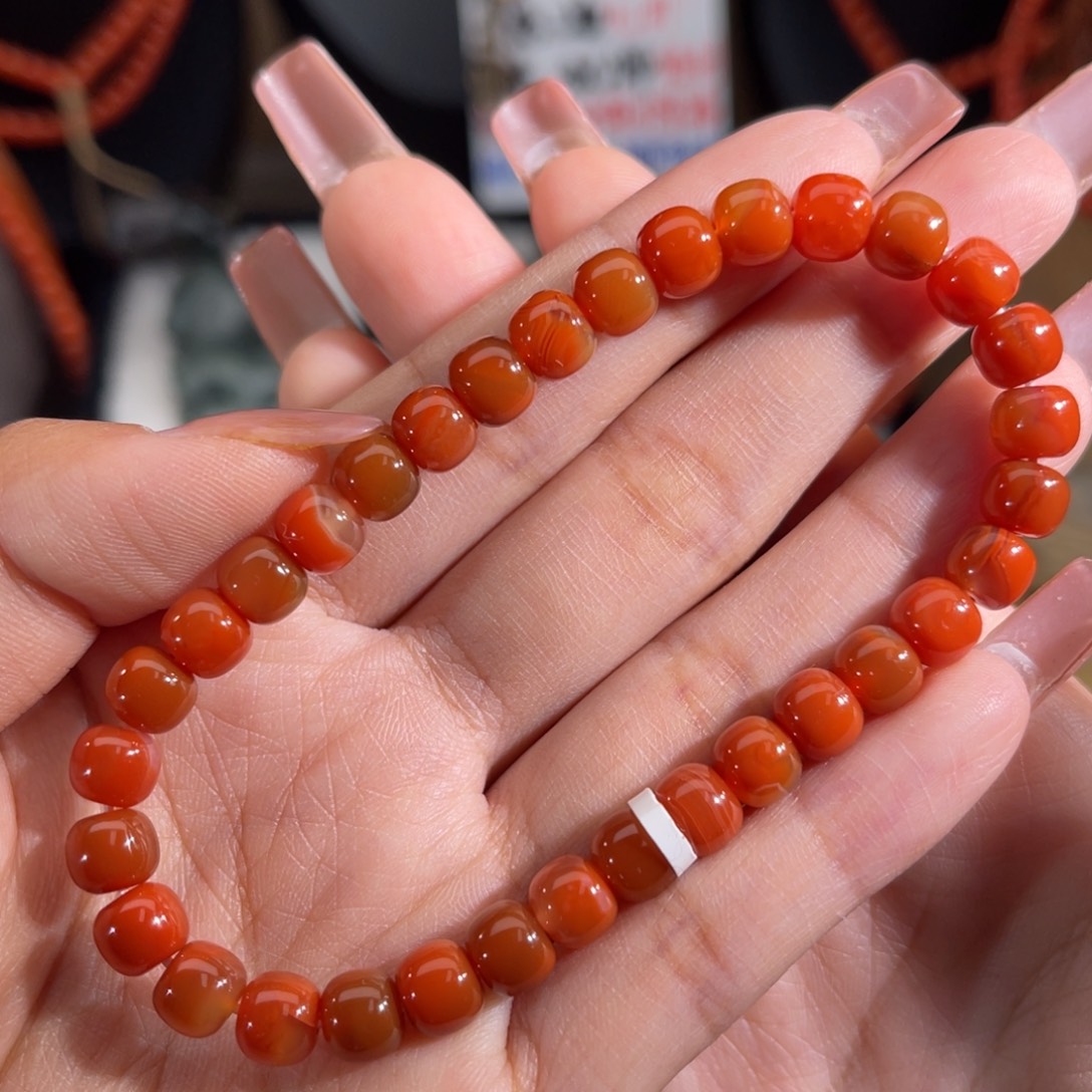 南红玛瑙未镶嵌老型手串 6.8mm