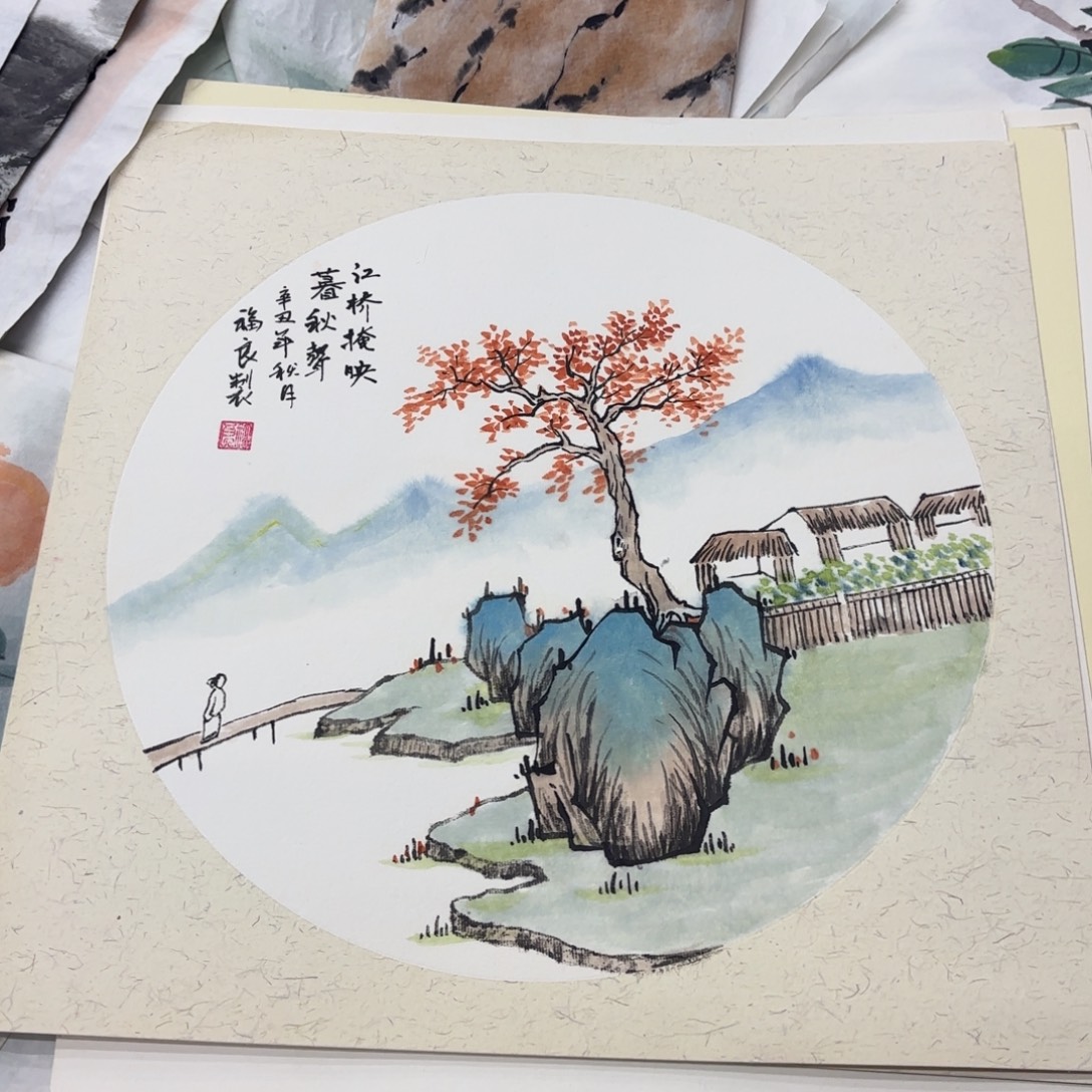 国画福良38卡纸作品童