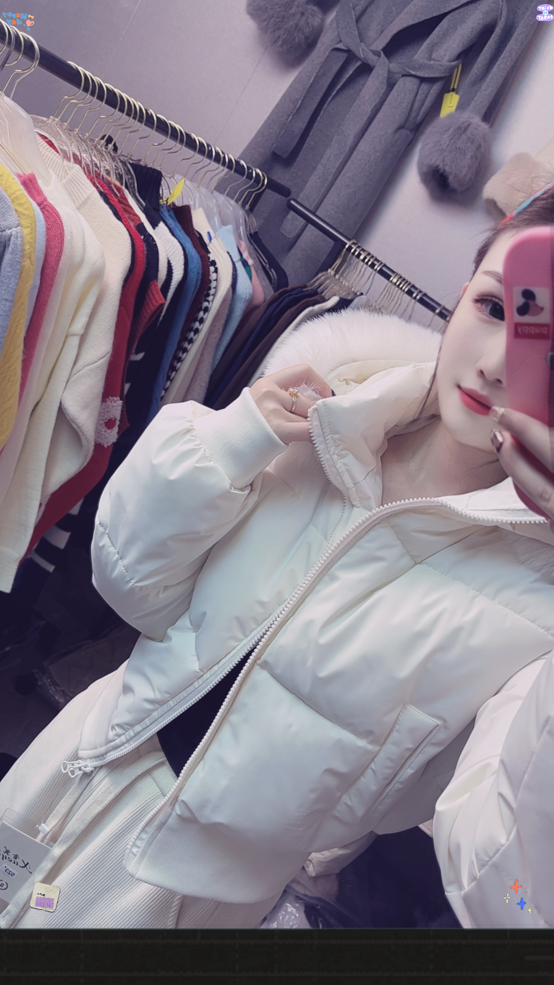 柒柒女装一物一拍链接保暖加厚潮流韩版时尚休闲短款百搭印花