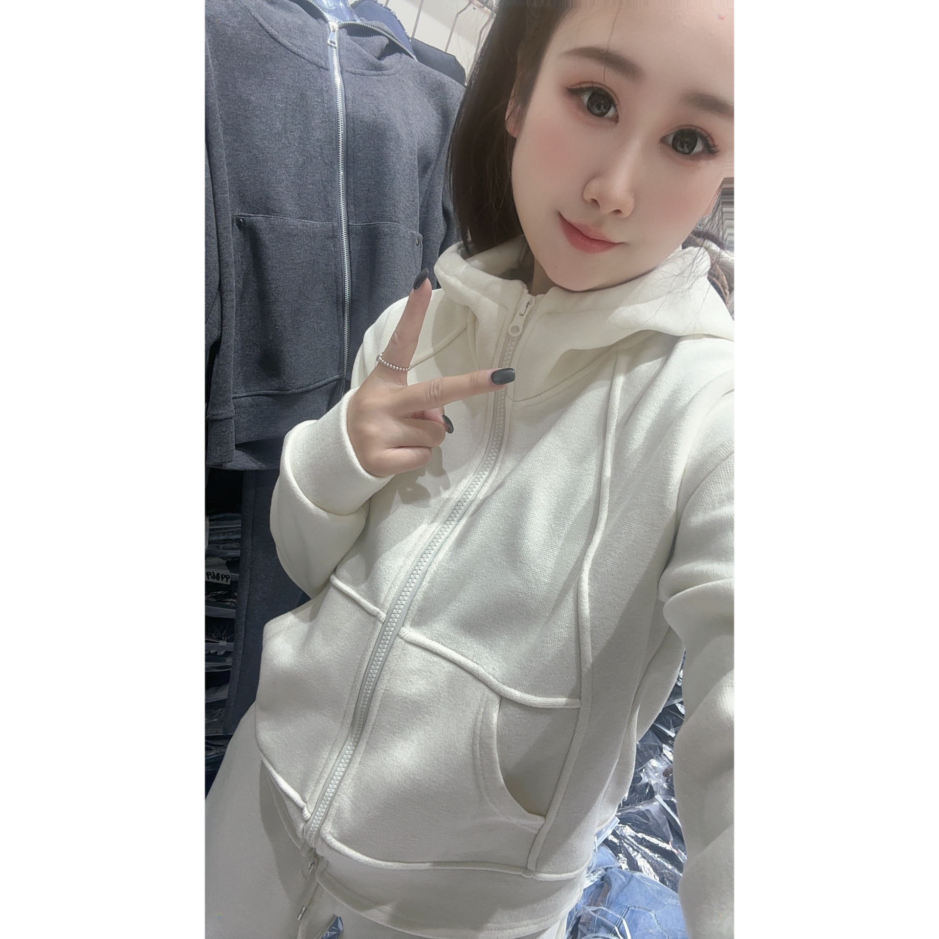 【萱萱精选】加绒加厚连帽套装爆款5622（衣长56，裤长100）秋冬卫衣