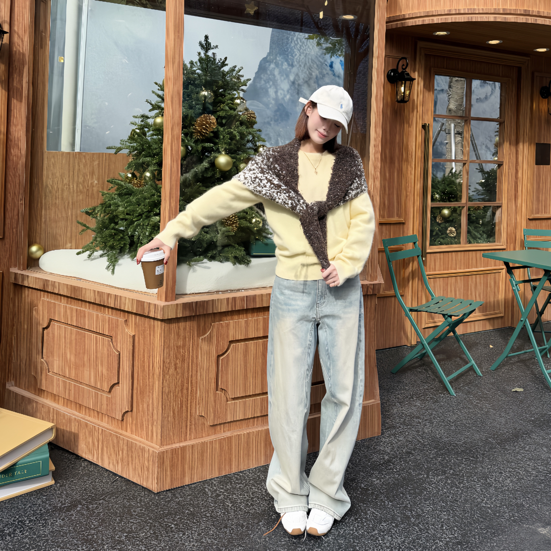 圆领慵懒风针织衫秋冬羊毛毛衣