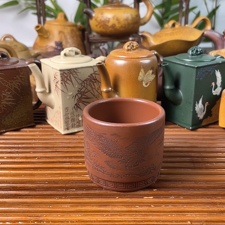 紫砂茶壶主人杯石红100cc