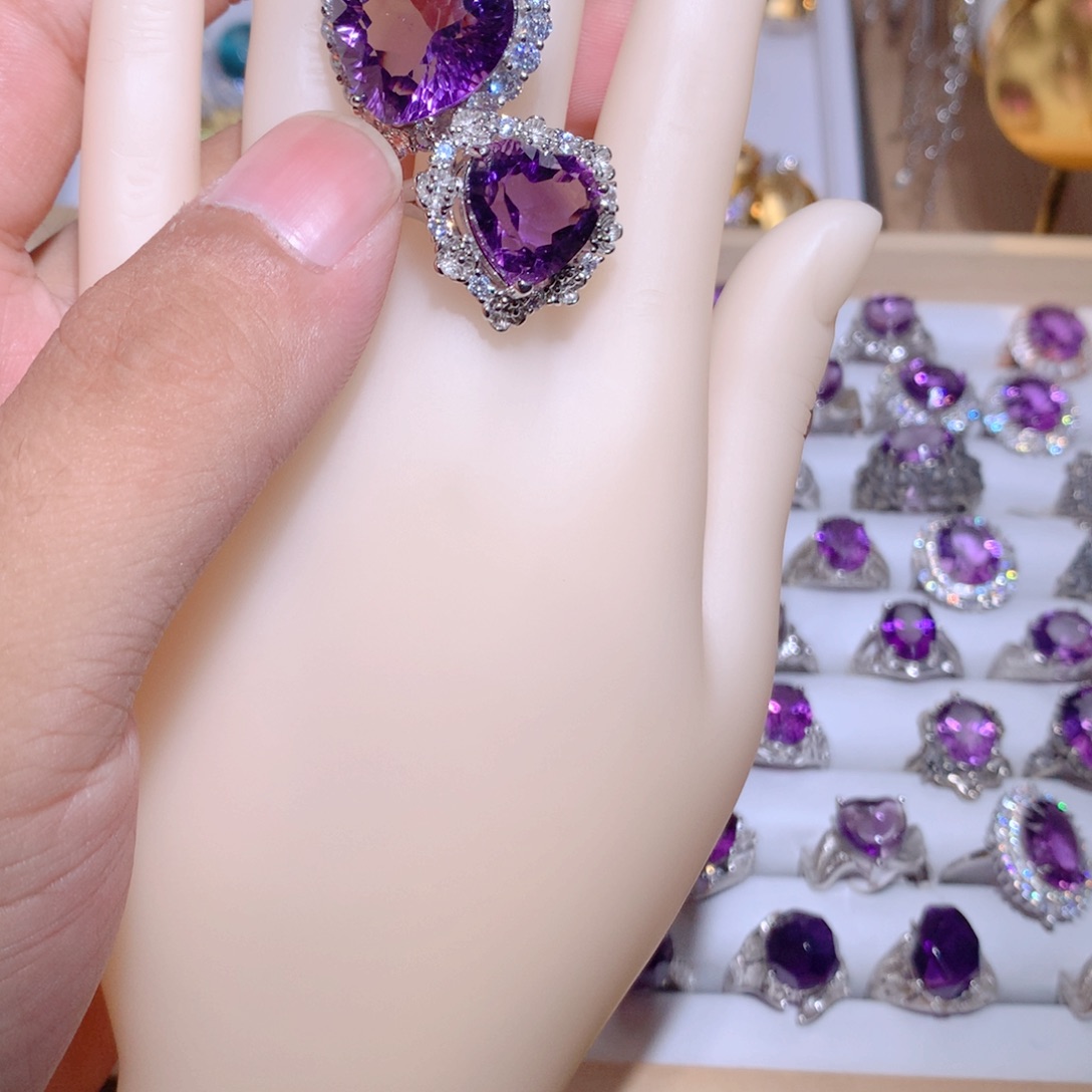 【闪购商品】烟晶戒指银S925镶嵌O*o戒指