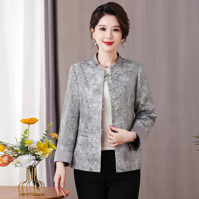 妈妈秋装外套新中式国风2025新款中年女装春秋季气质夹克上衣服