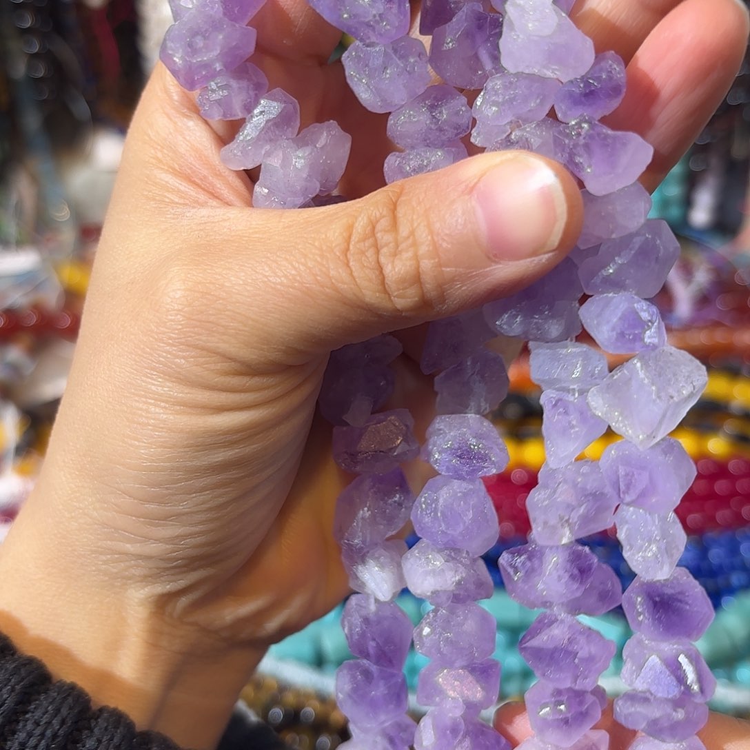 玛瑙/玉髓未镶嵌珠宝半成品紫水晶原石一条卡12