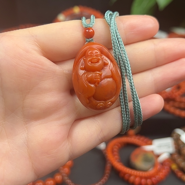 南红玛瑙未镶嵌手链南红弥勒佛卡 32  憨态可掬 平安健康喜庆
