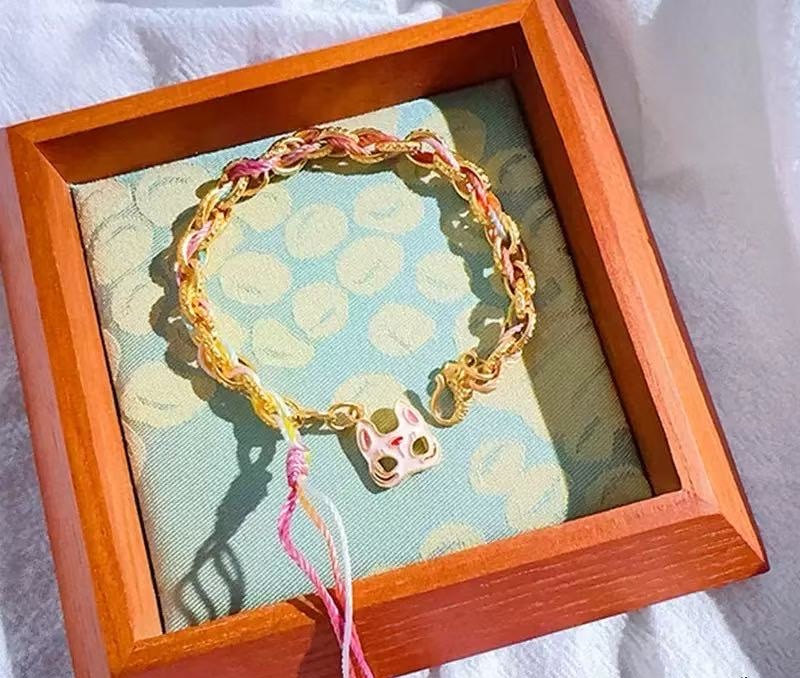 【抖音好货】孟加拉赤金豆豆提炼手工改款【狐狸面具】精工版可佩戴