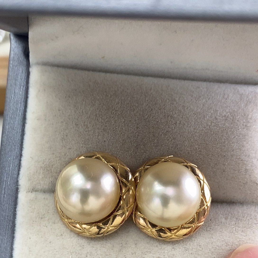 海水珍珠耳饰银S925镶嵌