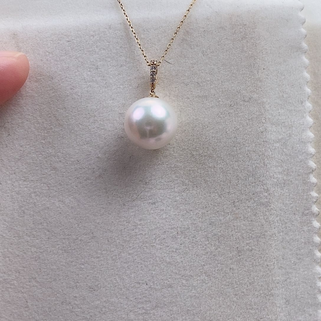 颈饰18K金镶嵌淡水珍珠13-14