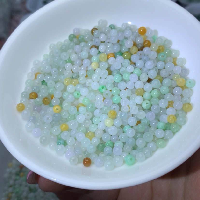 【闪购商品】未镶嵌翡翠手链卡3.8冰三彩100颗