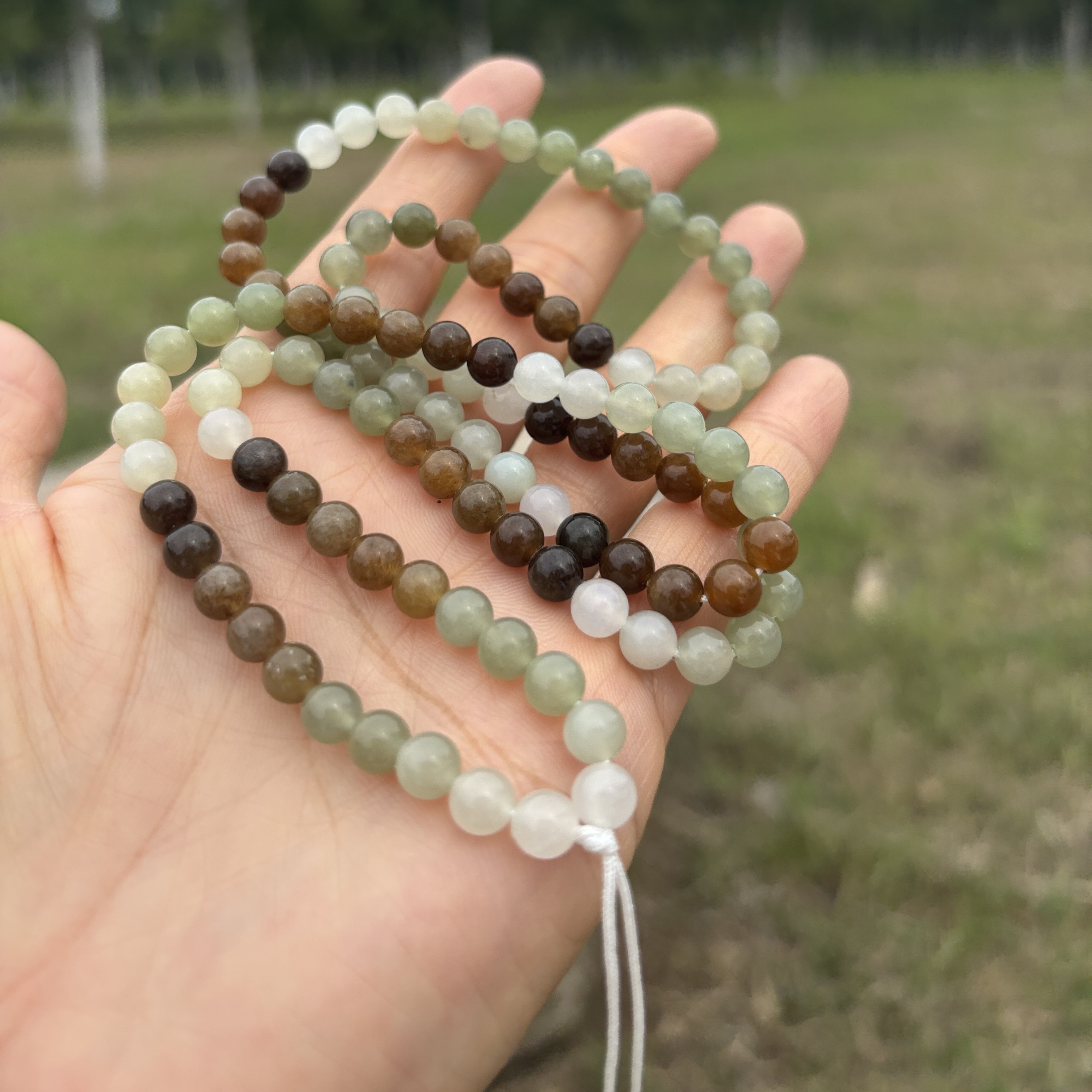 天然和田玉项链多宝卡6mm108颗圆珠百搭挂绳单圈多圈手串多样性发