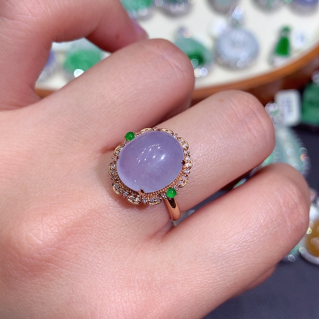 翡翠吊坠(不含链)18K金镶嵌