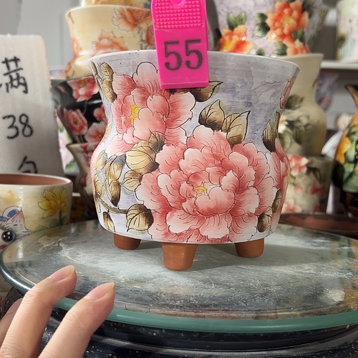 景德镇幸运花盆手绘韩式花盆