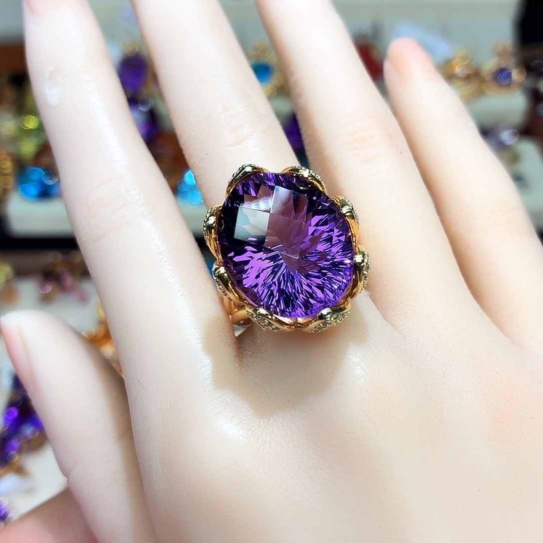 水晶戒指银S925镶嵌