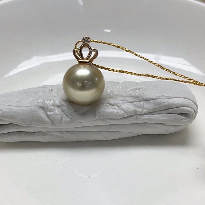 海水珍珠银S925镶嵌颈饰金珠 9-10mm 176号