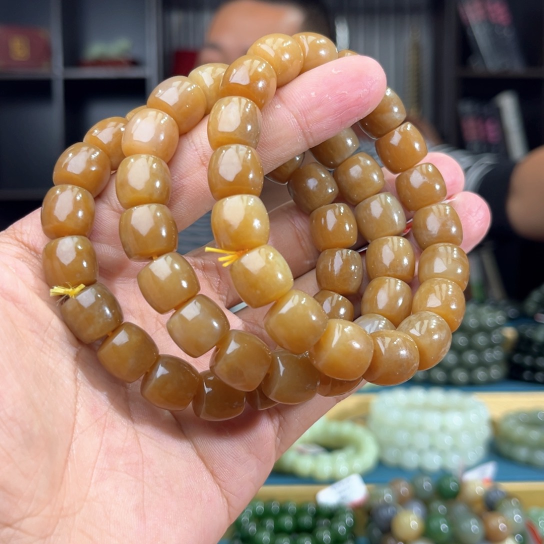 和田玉手串未镶嵌纯天然和田玉新疆且末金山12多样性发其一