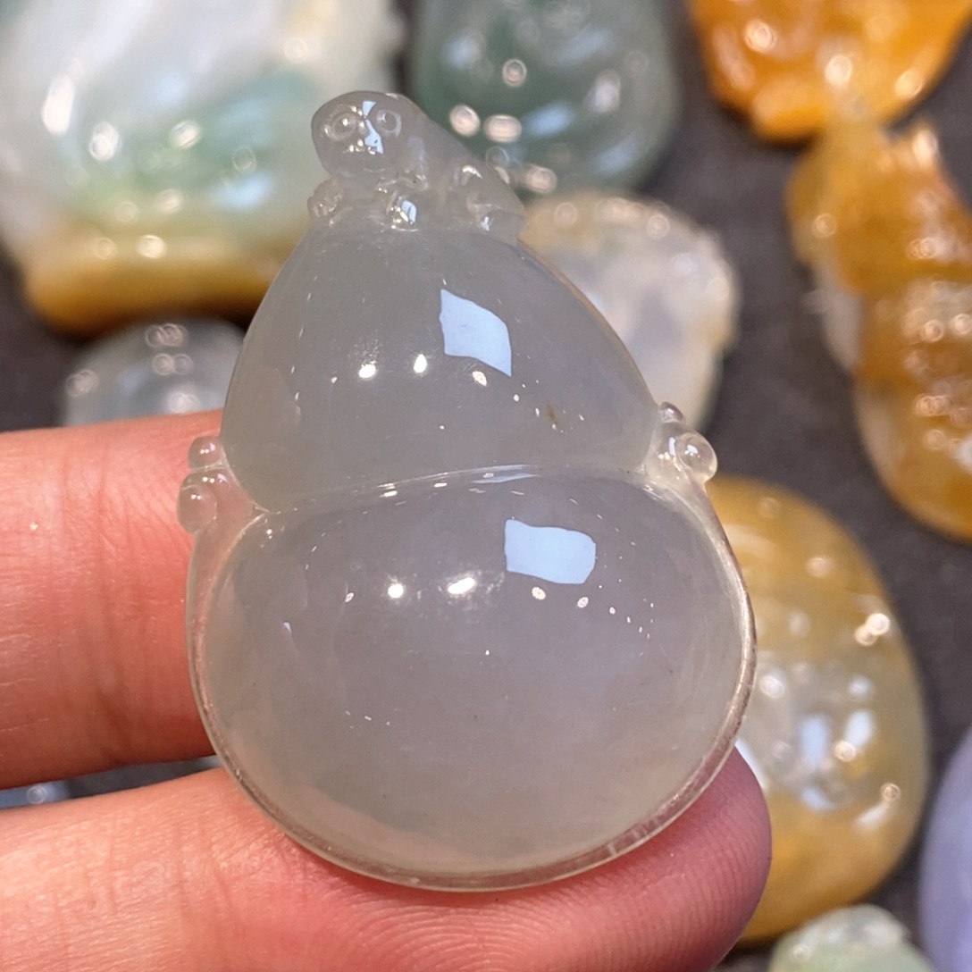 定制翡翠未镶嵌缅甸天然翡翠冰葫芦吊坠