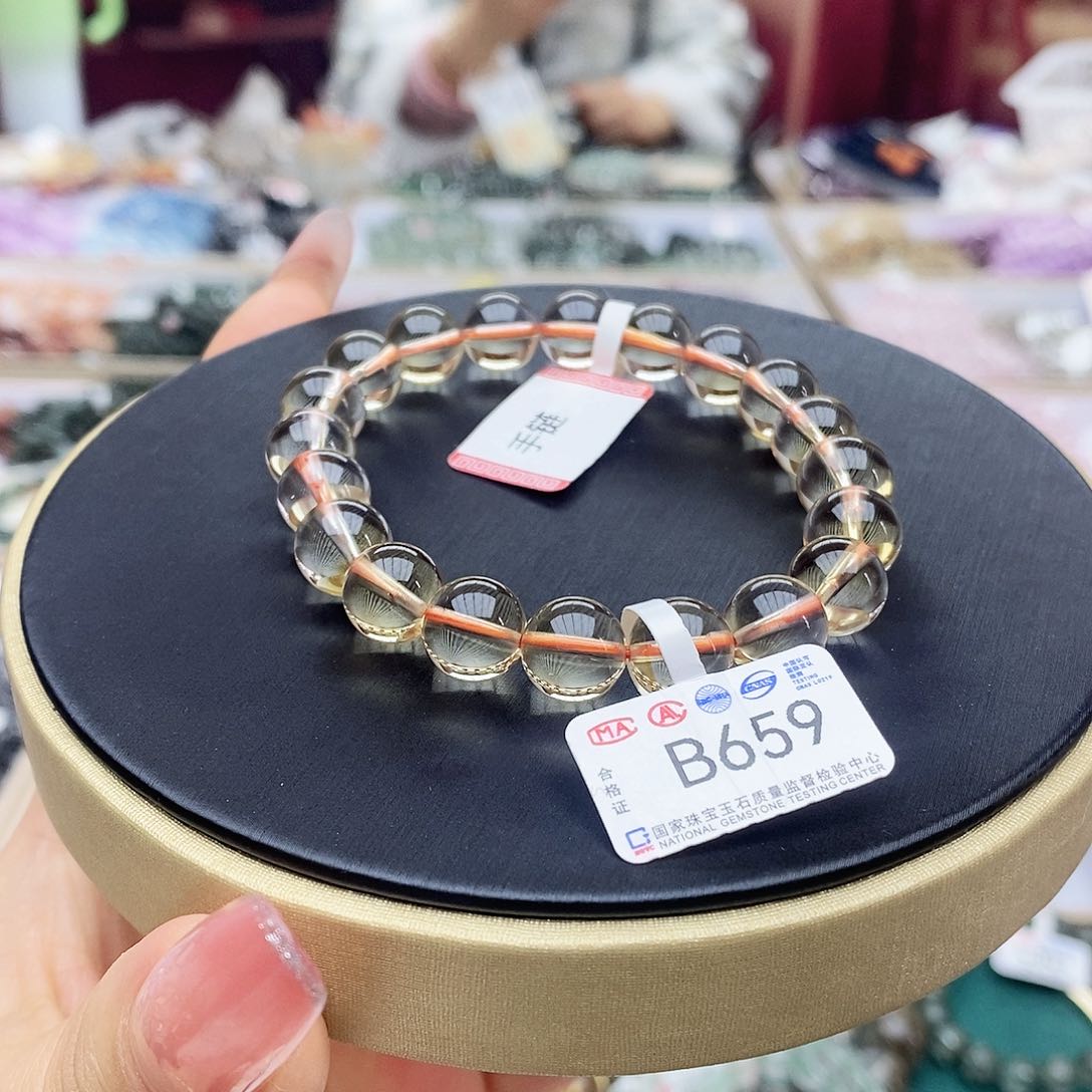 水晶手链未镶嵌B659黄水晶全净体9.8m