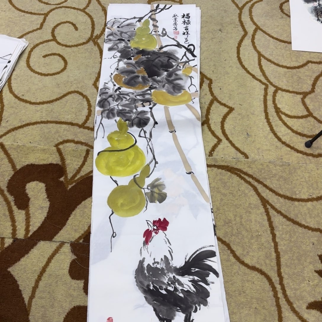 国画张叶秀四尺对开艺