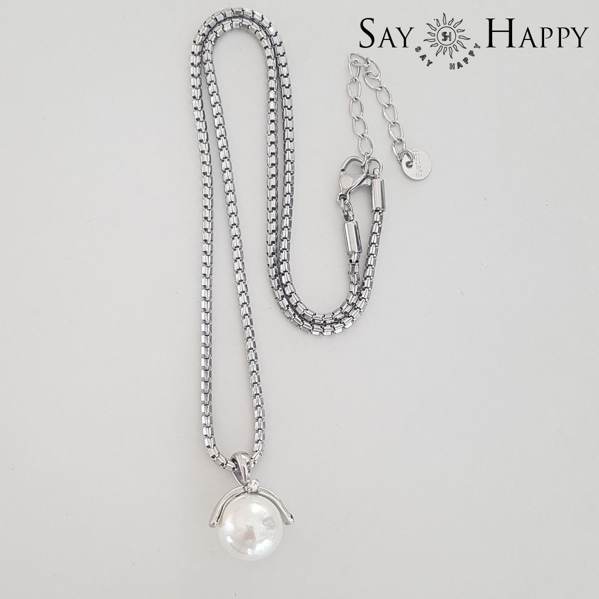 钛钢项链 SAY HAPPY韩国风钛钢珠珠吊坠项链