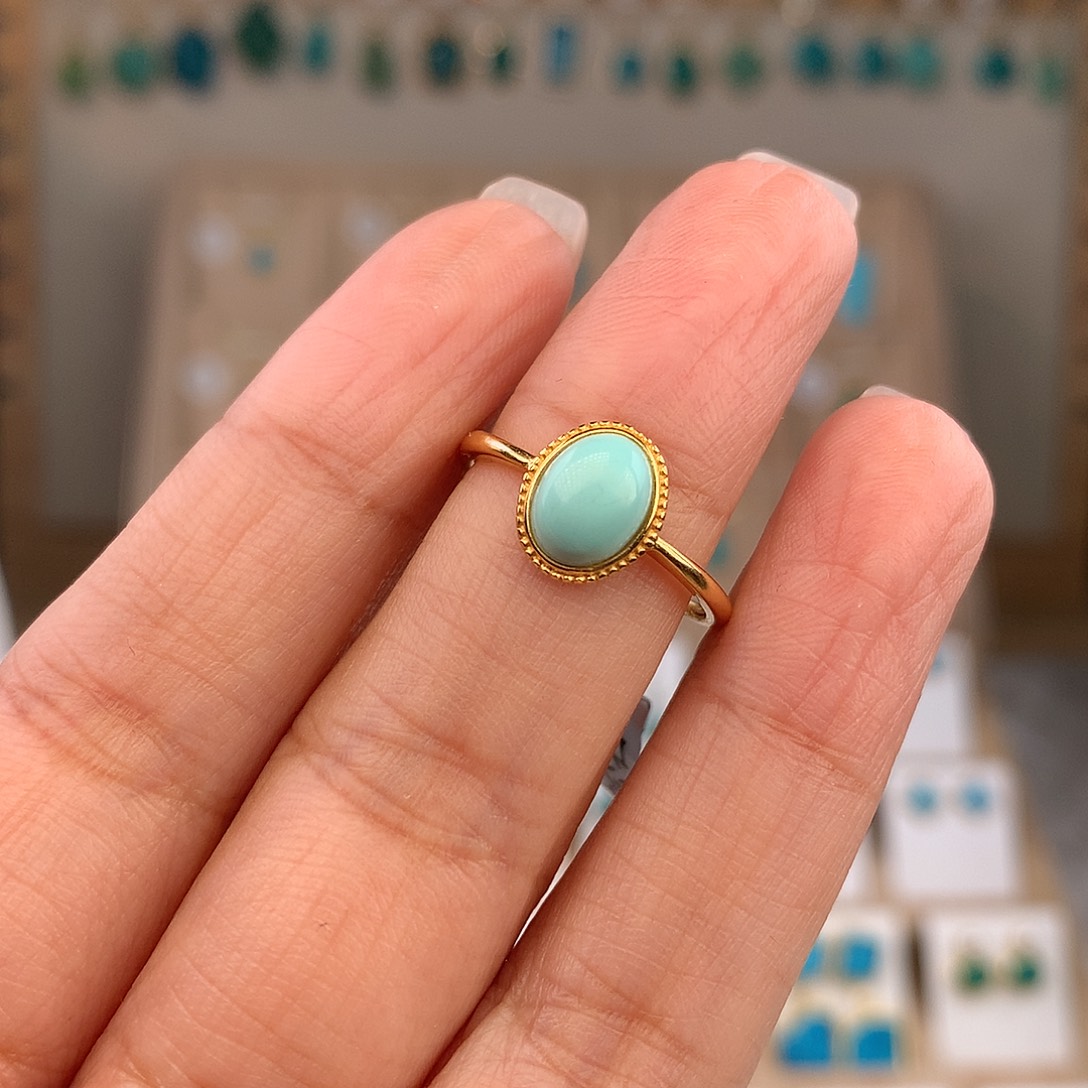 绿松石银S925镶嵌戒指