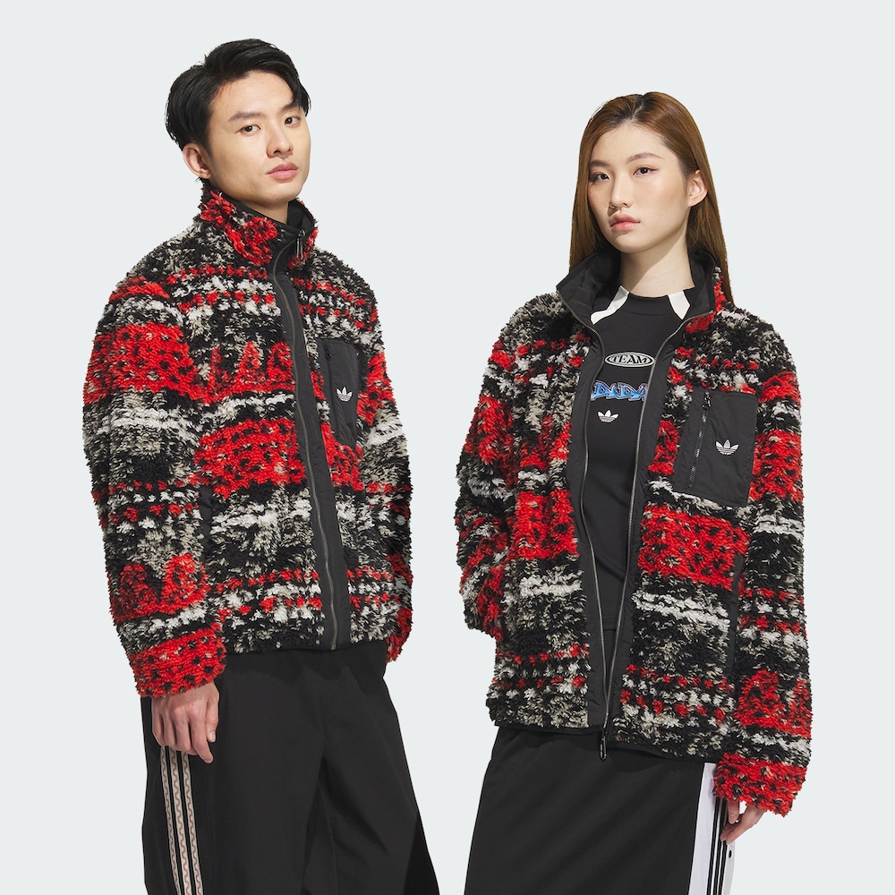 adidas/三叶草秋冬男女同款双面拉链印花夹克外套KC0105