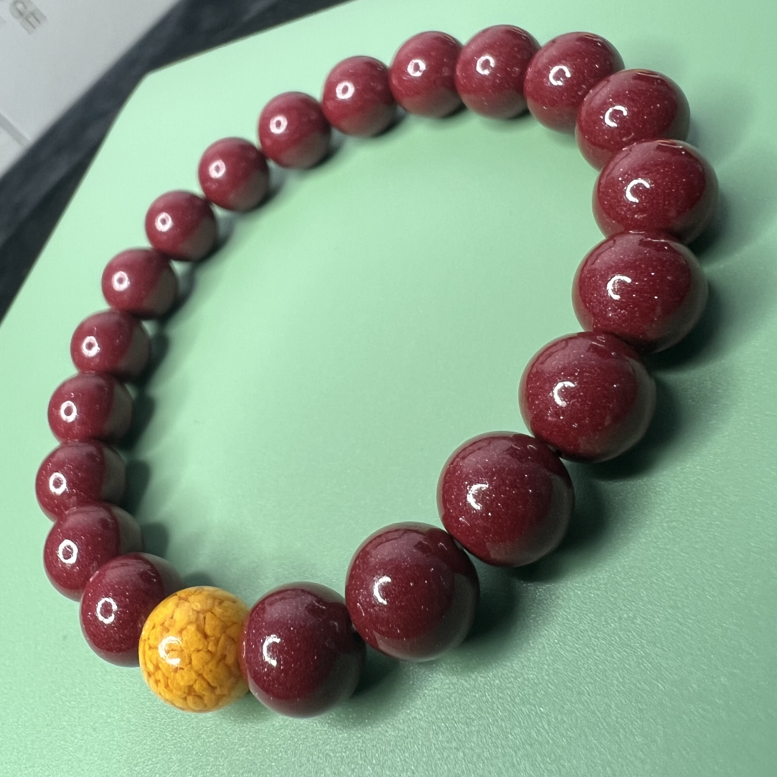 且湛格 手链 朱砂90%高含量紫金砂雄黄手串本命年手工转运珠